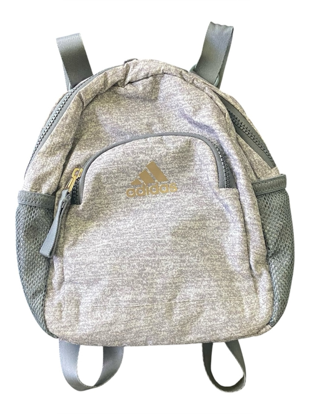 Adidas Grey Gold Mini Backpack Gorpcore Streetwear Blokecore Hiking Travel Bag